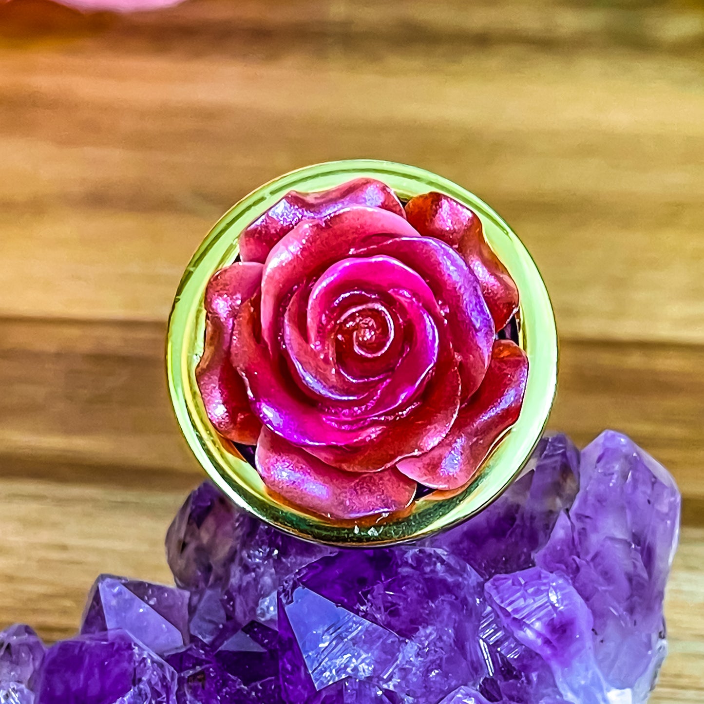 Iridescent Rose Plug Gold