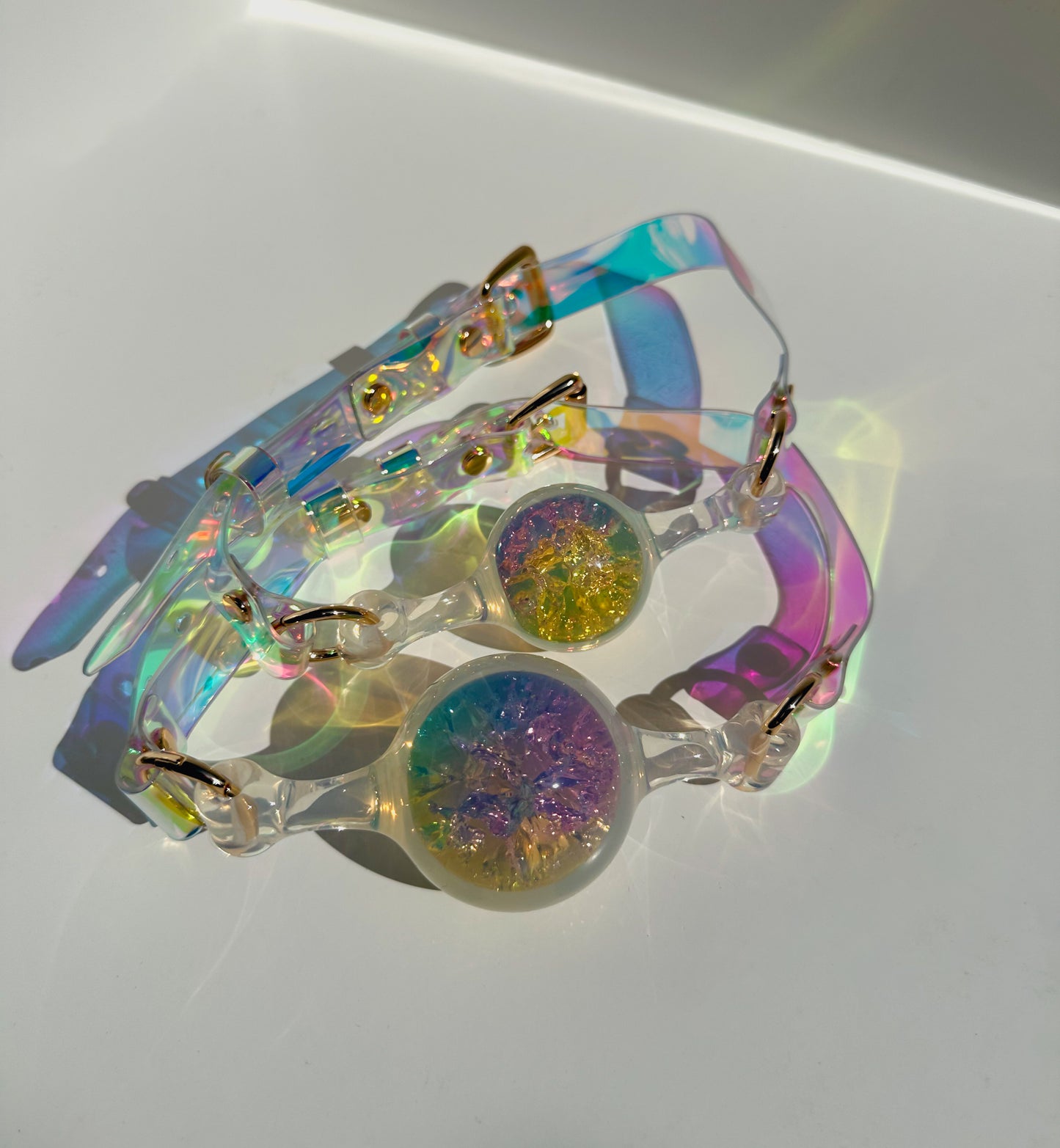 Rainbow Prism Silicone Ball Gag – Soft-Bite, Crystal Core Restraint