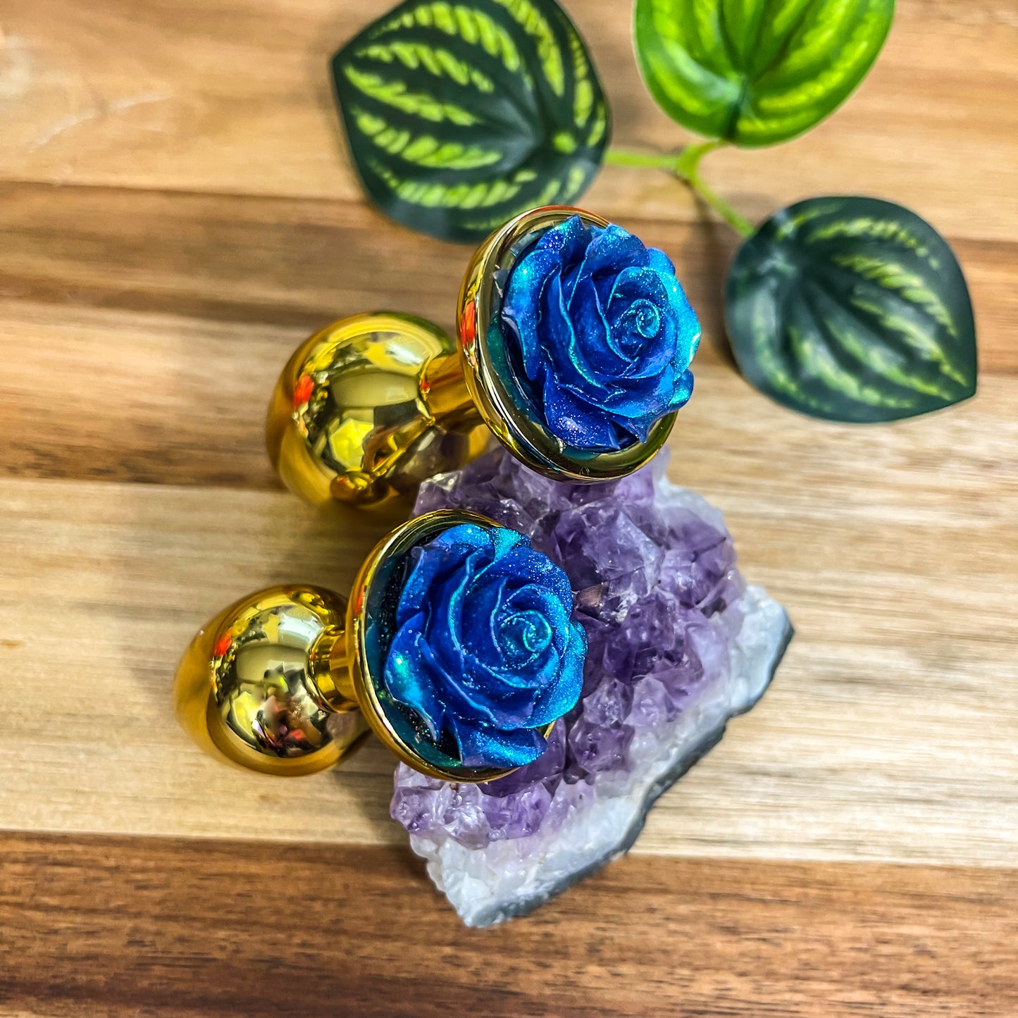 Iridescent Rose Plug Gold