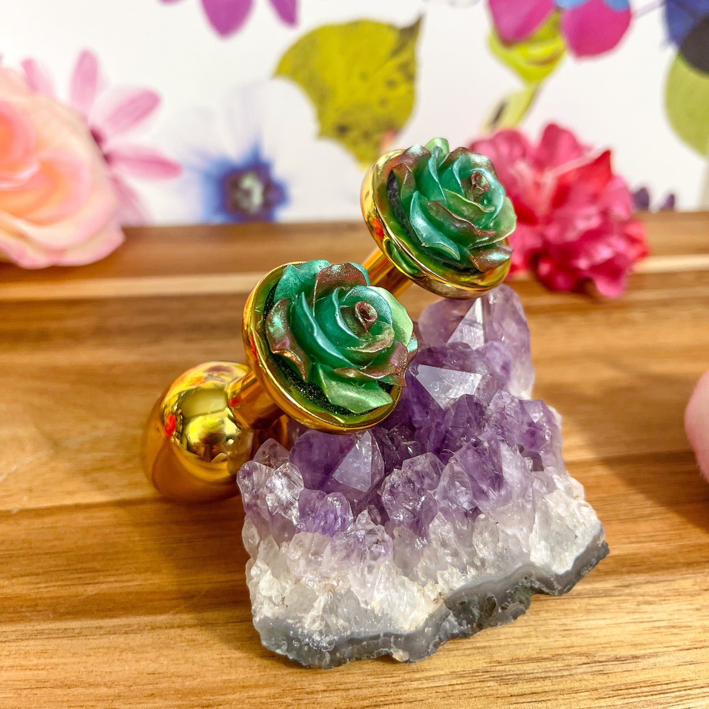 Iridescent Rose Plug Gold